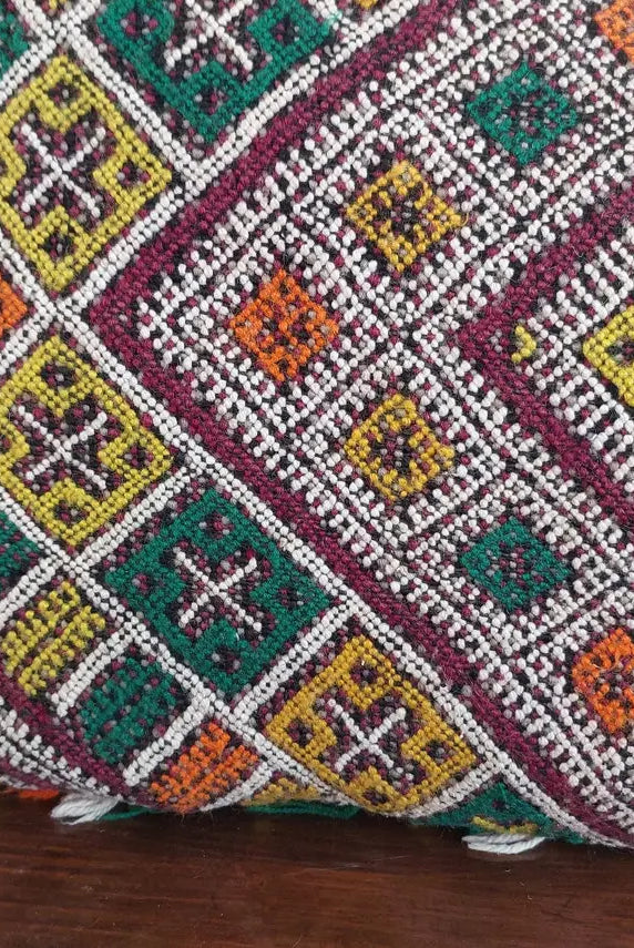 Vintage Moroccan Pillow - Handmade Cushion - Handwoven Berber Pillow Case - Kilim Pillow - Bohemian Style 35x62 Cm MoroccanBazzArts
