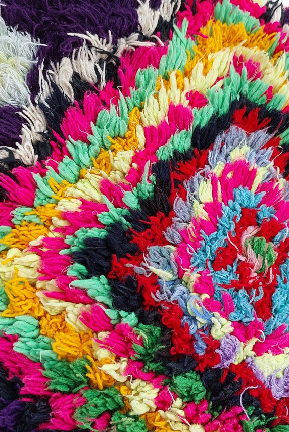 Handmade Boucherouite Art Rug - Stunning Handwoven Vintage Talsint Abstract Rug - Hanging Wall Art Rug. MoroccanBazzArts