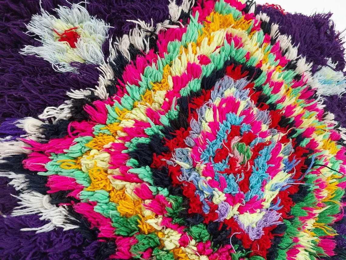 Handmade Boucherouite Art Rug - Stunning Handwoven Vintage Talsint Abstract Rug - Hanging Wall Art Rug. MoroccanBazzArts