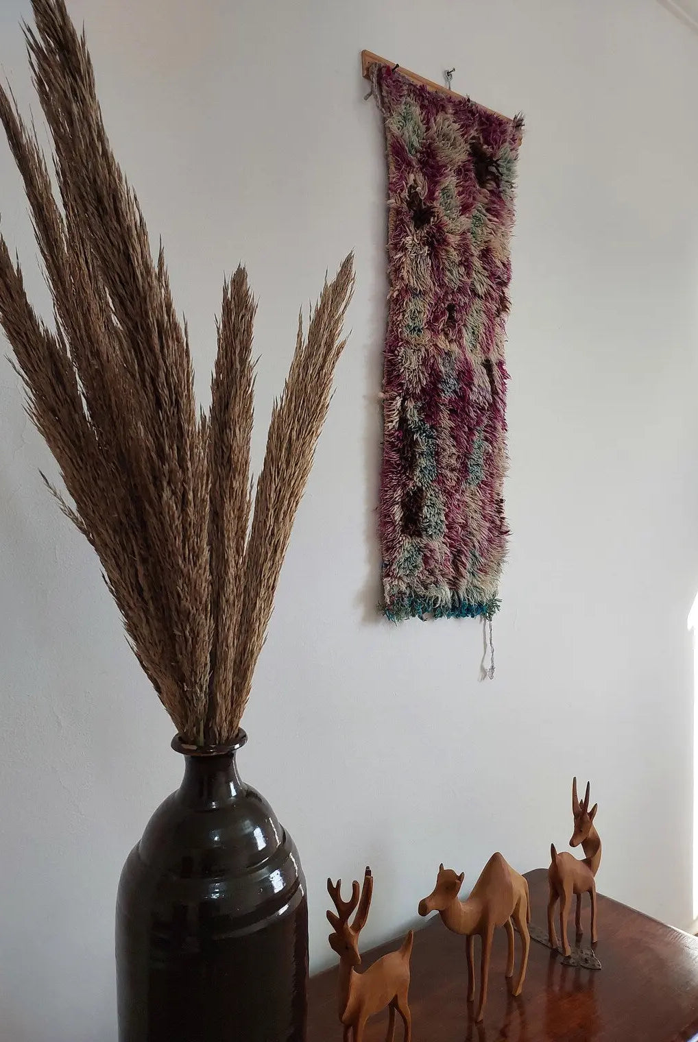 Vintage Shaggyait Bou Ichaouen Opened Up Pillow Cover, Woven In One Piece, Eastern Moroccan Pillow, Hanging Wall Rug Art MoroccanBazzArts