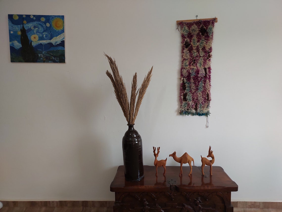 Vintage Shaggyait Bou Ichaouen Opened Up Pillow Cover, Woven In One Piece, Eastern Moroccan Pillow, Hanging Wall Rug Art MoroccanBazzArts