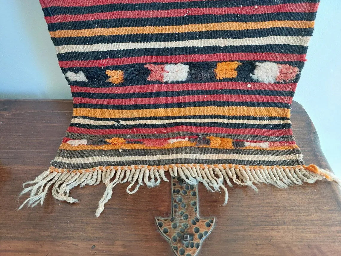 Antique Ait Bou Ichaouen An Opened Up Pillow Case - Rare Eastern Moroccan Pillow - Handmade By Berber Women - Hanging Wall Art MoroccanBazzArts