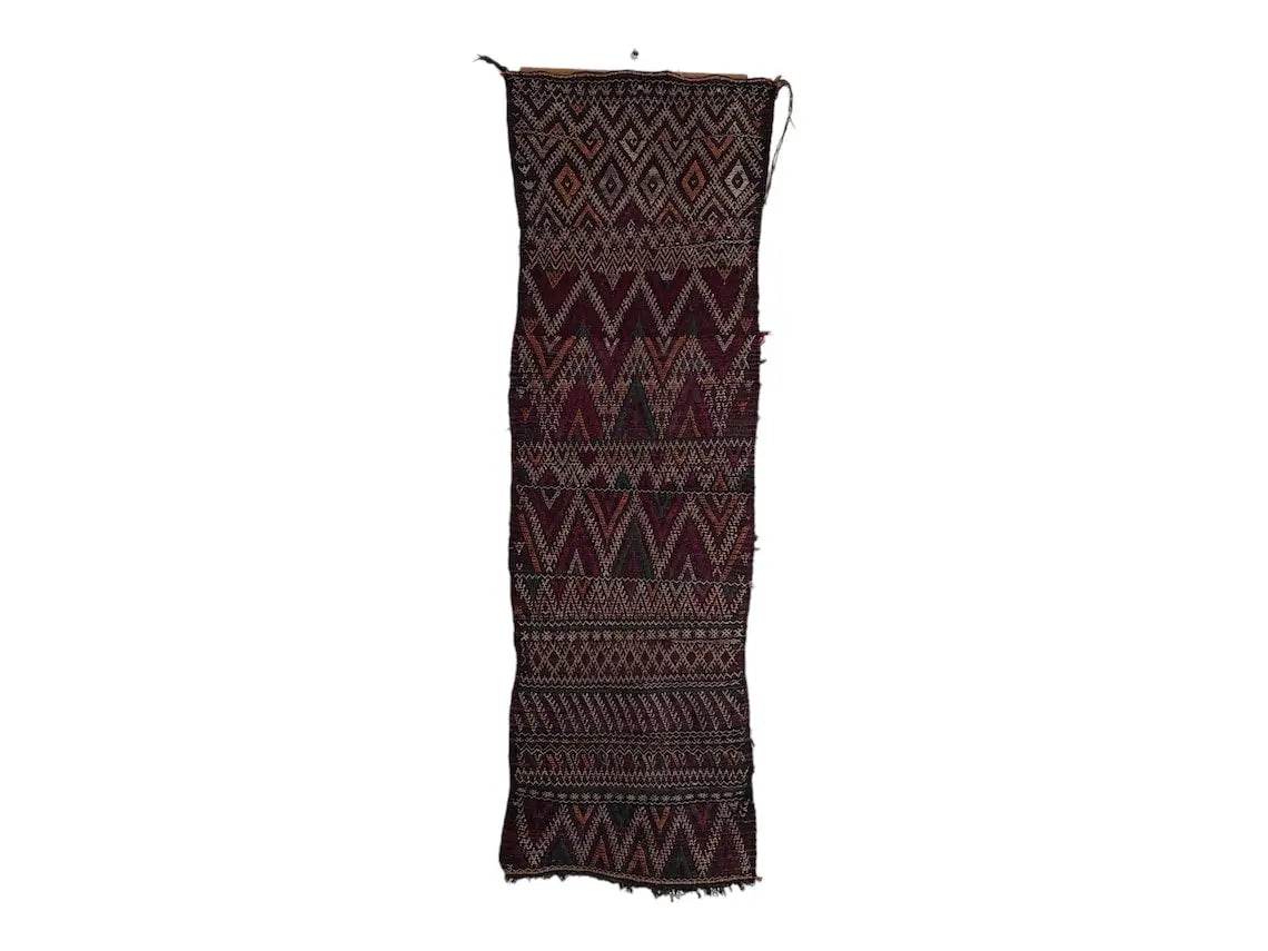 Vintage Flatweave Opened Up Pillow Cover, Handwoven In One Piece, Beni Mguild Moroccan Pillow, Hanging Wall Rug Art - Kilim Pillow MoroccanBazzArts