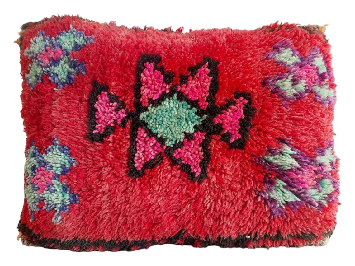 Original Vintage Ait Bou Ichaouen Cushion - Double Sided Wool Pillow - Tribal Cushion - Moroccan Pillow Case - Handmade Talsint Pillow. MoroccanBazzArts