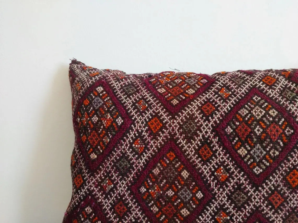 Vintage Moroccan Pillow - Handmade Berber Pillow - Tribal Kilim Pillow MoroccanBazzArts