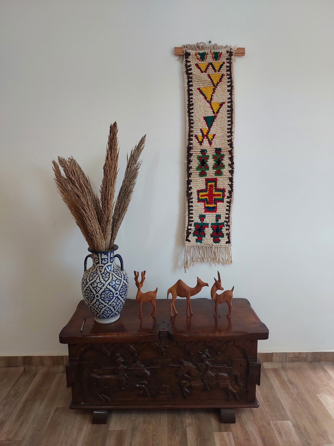 Handmade Berber Pillow -ait Bou Ichaouen Opened Up Pillow Cover, Handwoven In One Piece, Eastern Moroccan Pillow, Hanging Wall Art MoroccanBazzArts