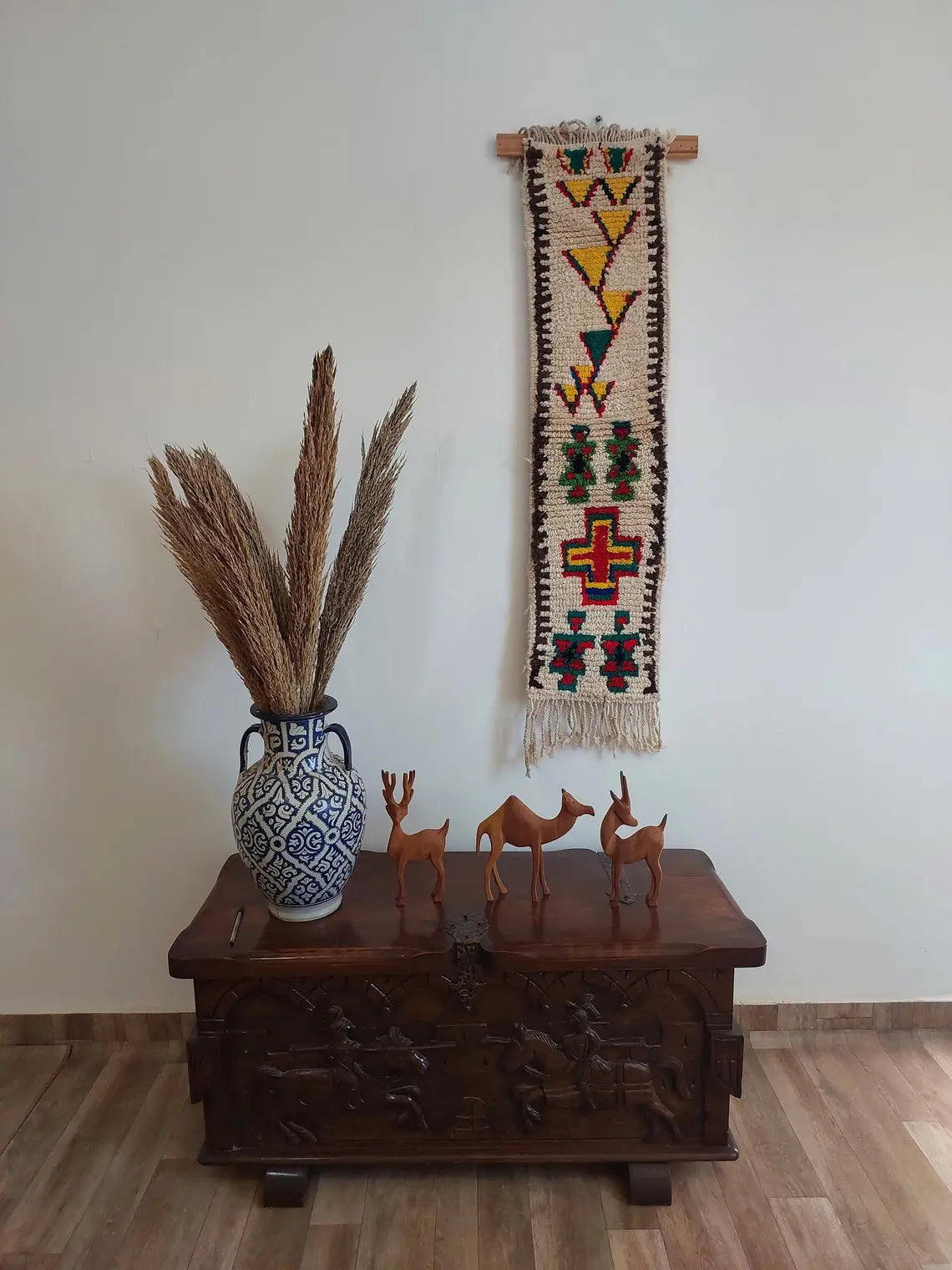 Handmade Berber Pillow -ait Bou Ichaouen Opened Up Pillow Cover, Handwoven In One Piece, Eastern Moroccan Pillow, Hanging Wall Art MoroccanBazzArts