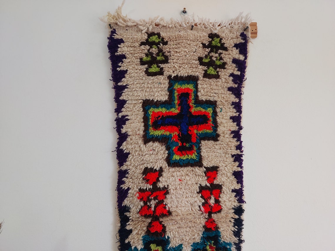 Handmade Berber Pillow -ait Bou Ichaouen Opened Up Pillow Cover, Handwoven In One Piece, Eastern Moroccan Pillow, Hanging Wall Art Rug MoroccanBazzArts