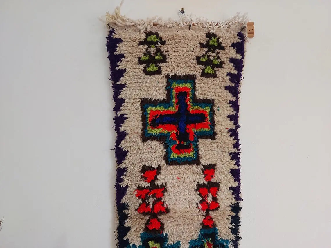 Handmade Berber Pillow -ait Bou Ichaouen Opened Up Pillow Cover, Handwoven In One Piece, Eastern Moroccan Pillow, Hanging Wall Art Rug MoroccanBazzArts