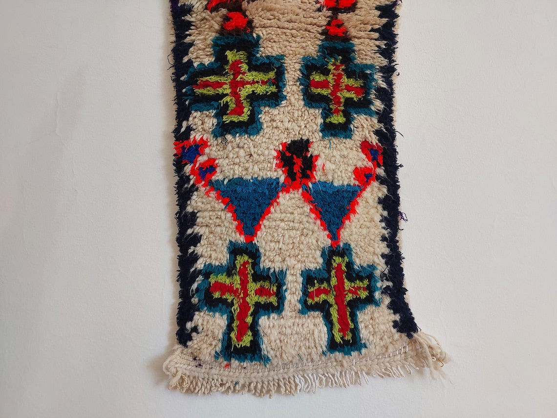 Handmade Berber Pillow -ait Bou Ichaouen Opened Up Pillow Cover, Handwoven In One Piece, Eastern Moroccan Pillow, Hanging Wall Art Rug MoroccanBazzArts