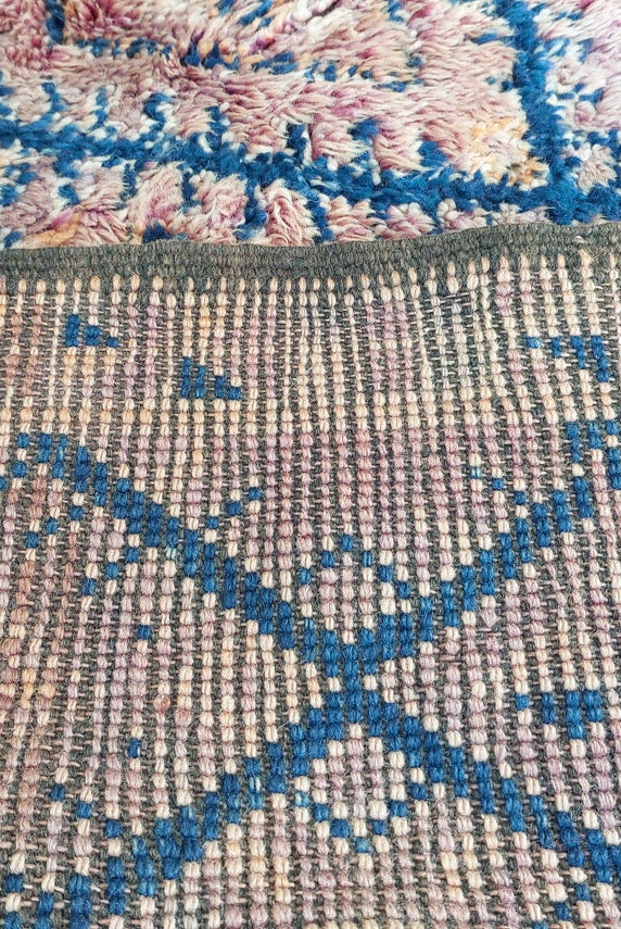 Moroccan Berber Carpet 1950s Wool Rug: Handknotted Beni Mtir, Blue Boho Vintage, Eclectic Pattern Decor MoroccanBazzArts