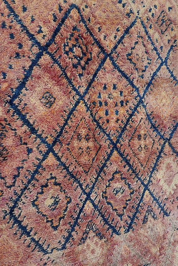 Moroccan Berber Carpet 1950s Wool Rug: Handknotted Beni Mtir, Blue Boho Vintage, Eclectic Pattern Decor MoroccanBazzArts