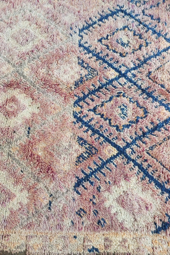 Moroccan Berber Carpet 1950s Wool Rug: Handknotted Beni Mtir, Blue Boho Vintage, Eclectic Pattern Decor MoroccanBazzArts