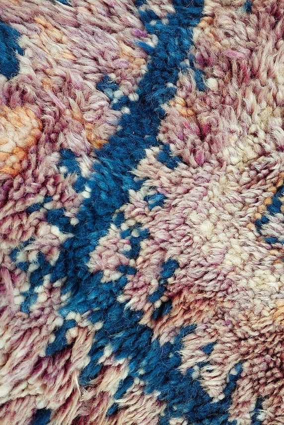 Moroccan Berber Carpet 1950s Wool Rug: Handknotted Beni Mtir, Blue Boho Vintage, Eclectic Pattern Decor MoroccanBazzArts