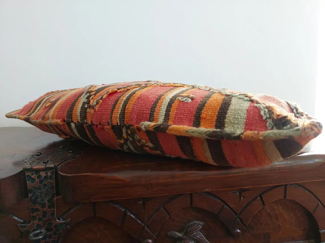 Vintage Talsint Pillow - Handmade Moroccan Pillow - Double Sided Wool Pillow - Authentic Berber Pillow. MoroccanBazzArts