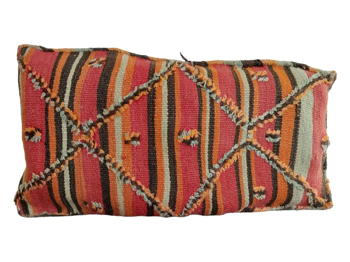 Vintage Talsint Pillow - Handmade Moroccan Pillow - Double Sided Wool Pillow - Authentic Berber Pillow. MoroccanBazzArts