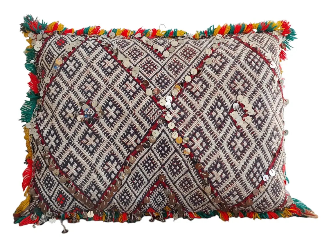 Moroccan Kilim Pillow Cover, Berber Kilim Pillow, Moroccan Pillow, Handmade Wool Pillow, Decorative Pillow Case. MoroccanBazzArts