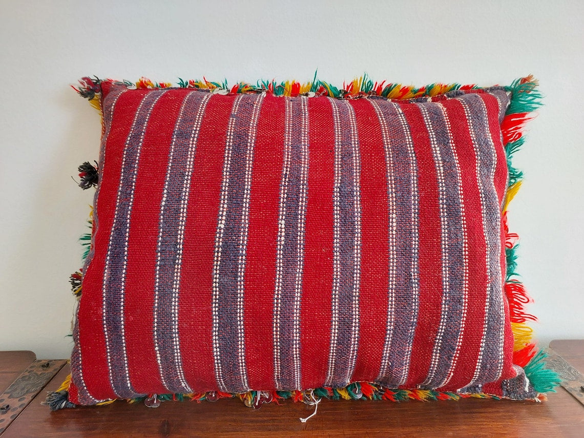 Moroccan Kilim Pillow Cover, Berber Kilim Pillow, Moroccan Pillow, Handmade Wool Pillow, Decorative Pillow Case. MoroccanBazzArts