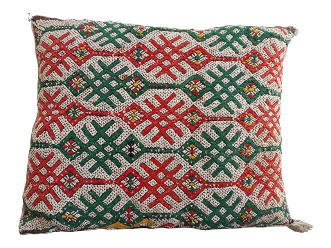 Vintage Moroccan Pillow - Handmade Cushion - Berber Pillow Case - Authentic Handwoven Pillow. MoroccanBazzArts
