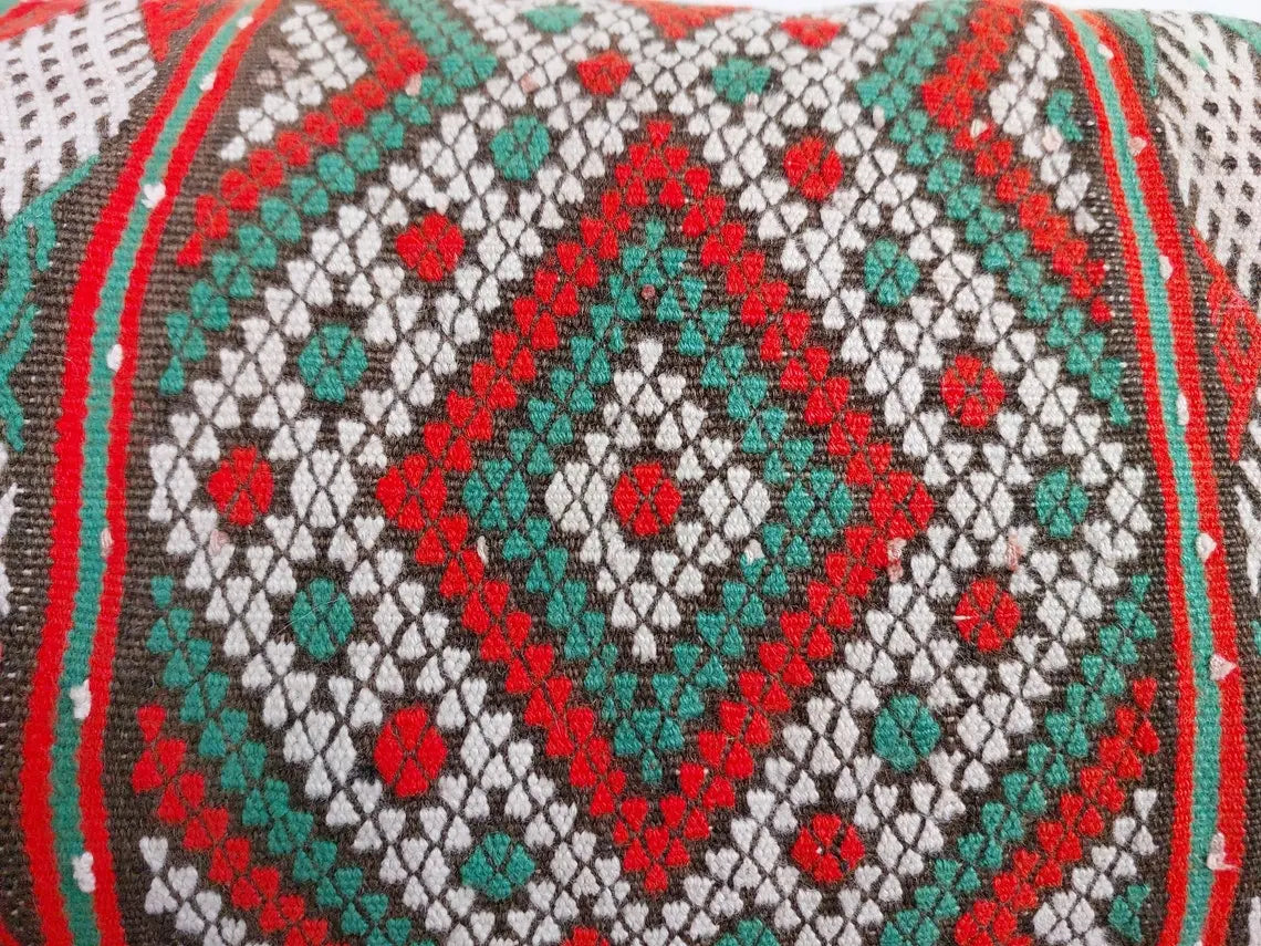 Vintage Beni Ourain Pillow - Moroccan Pillow - Handmade Cushion - Berber Pillow Case 12"X22" MoroccanBazzArts
