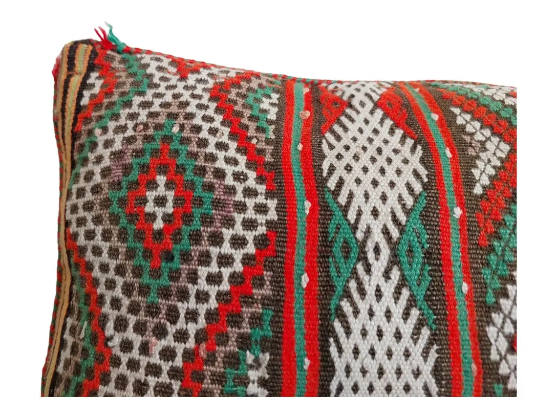 Vintage Beni Ourain Pillow - Moroccan Pillow - Handmade Cushion - Berber Pillow Case 12"X22" MoroccanBazzArts