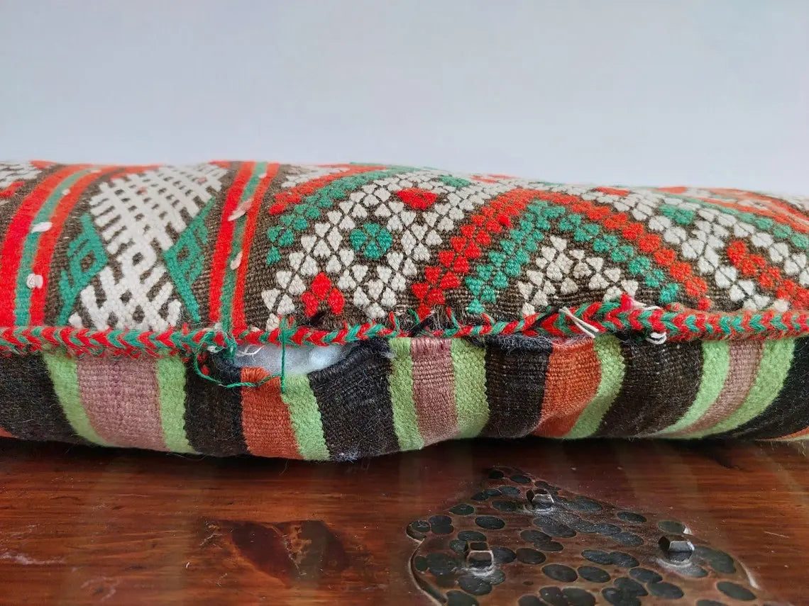 Vintage Beni Ourain Pillow - Moroccan Pillow - Handmade Cushion - Berber Pillow Case 12"X22" MoroccanBazzArts