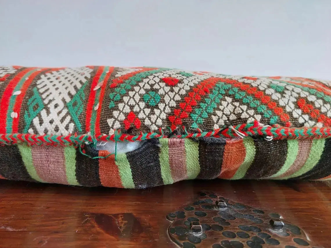 Vintage Beni Ourain Pillow - Moroccan Pillow - Handmade Cushion - Berber Pillow Case 12"X22" MoroccanBazzArts