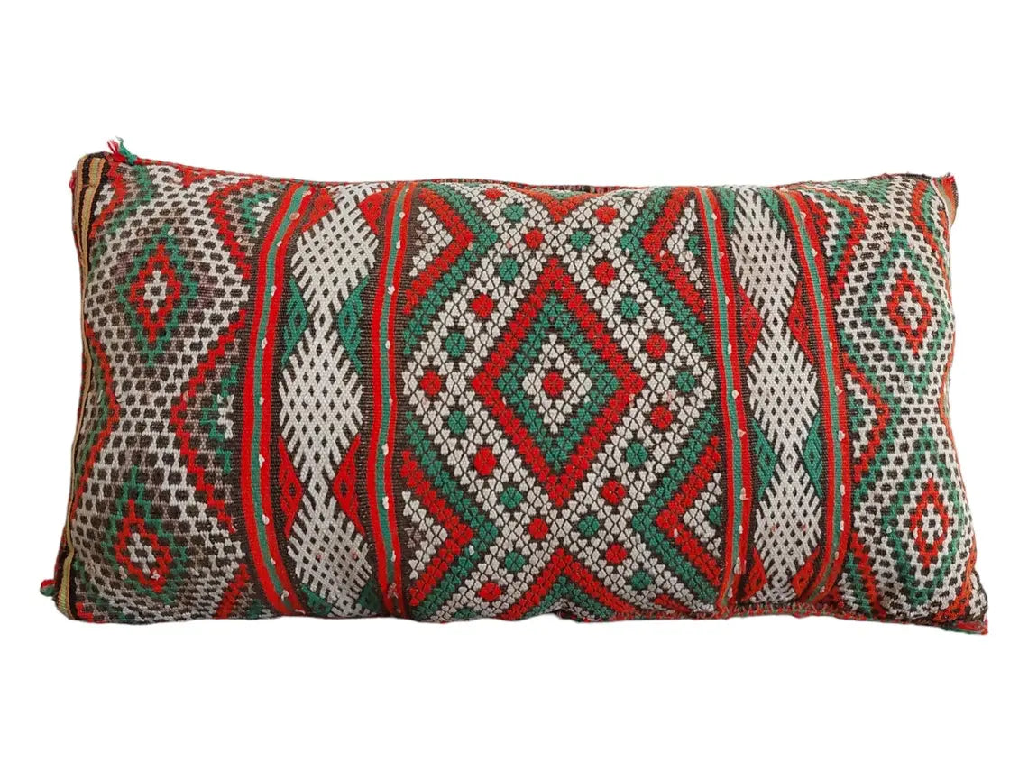 Vintage Beni Ourain Pillow - Moroccan Pillow - Handmade Cushion - Berber Pillow Case 12"X22" MoroccanBazzArts