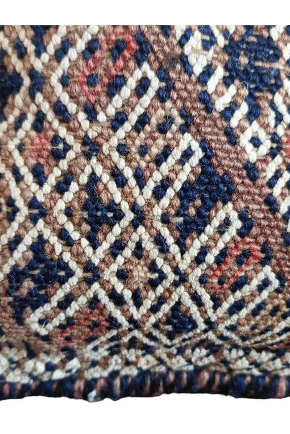 Authentic Vintage Moroccan Berber Kilim Pillow - Beni Mguild Tribe Indigo Wool Handmade Decorative Cover MoroccanBazzArts