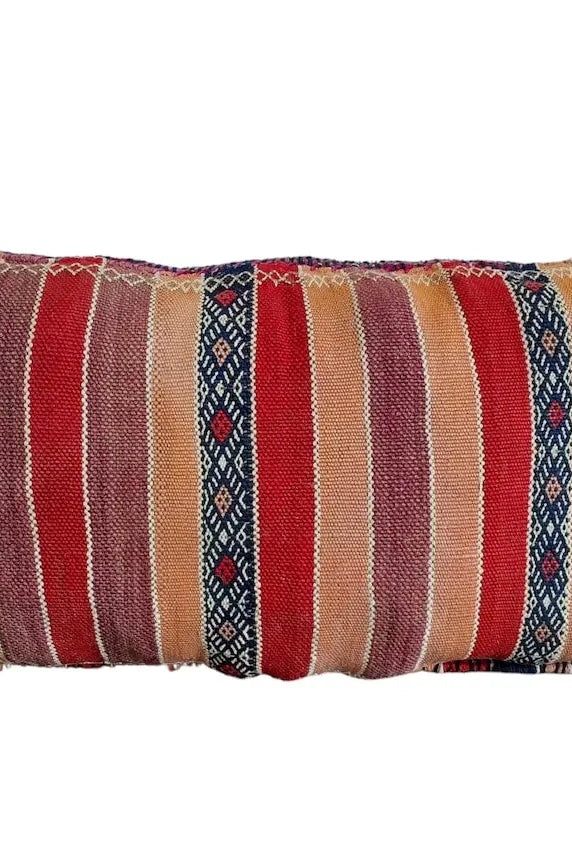 Authentic Vintage Moroccan Berber Kilim Pillow - Beni Mguild Tribe Indigo Wool Handmade Decorative Cover MoroccanBazzArts