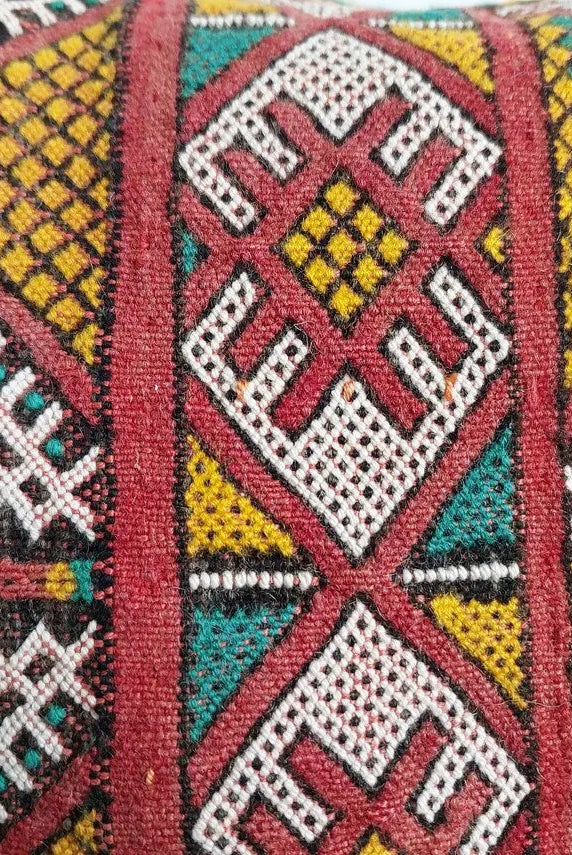 Vintage Berber Pillow - Kilim In One Side - Vintage Velvet In Other Side - Unique Moroccan Pillow - Beni Mguild Pillow - Kilim Pillow MoroccanBazzArts