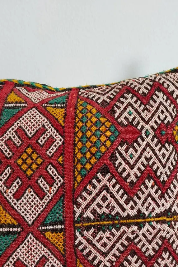 Vintage Berber Pillow - Kilim In One Side - Vintage Velvet In Other Side - Unique Moroccan Pillow - Beni Mguild Pillow - Kilim Pillow MoroccanBazzArts