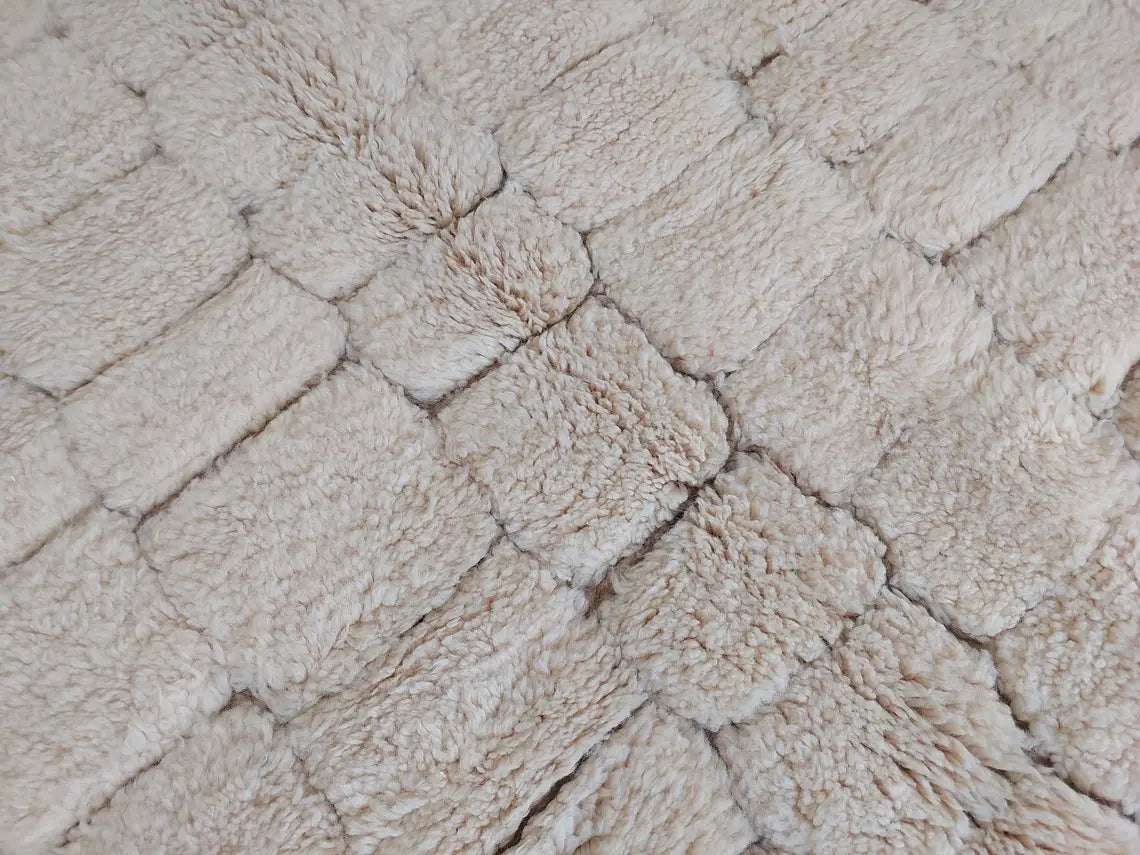 Authentic Moroccan Beni Mrirt Rug: Hand-knotted Neutral Berber Rug For Bohemian Home Decor MoroccanBazzArts