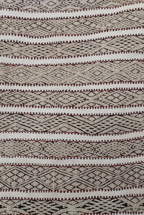 Beni Ourain Blanket Wool: Vintage Moroccan Handira, Authentic Berber Tribal Textile, Tassel Decor MoroccanBazzArts