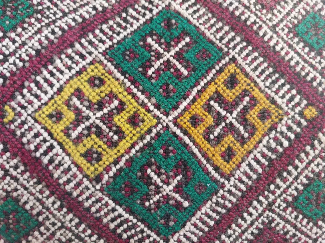 Vintage Moroccan Pillow - Handmade Cushion - Handwoven Berber Pillow Case - Kilim Pillow - Bohemian Style 35x62 Cm MoroccanBazzArts