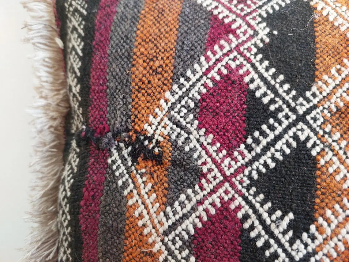 Vintage Moroccan Pillow - Handmade Cushion - Handwoven Berber Pillow Case - Kilim Pillow - Bohemian Style 35x62 Cm MoroccanBazzArts