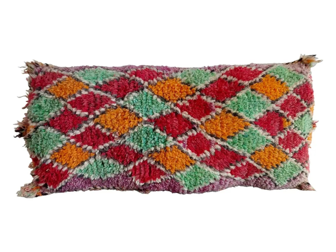 Original Vintage Ait Bou Ichaouen Cushion - Double Sided Wool Pillow - Tribal Cushion - Moroccan Pillow Case - Handmade Talsint Pillow. MoroccanBazzArts