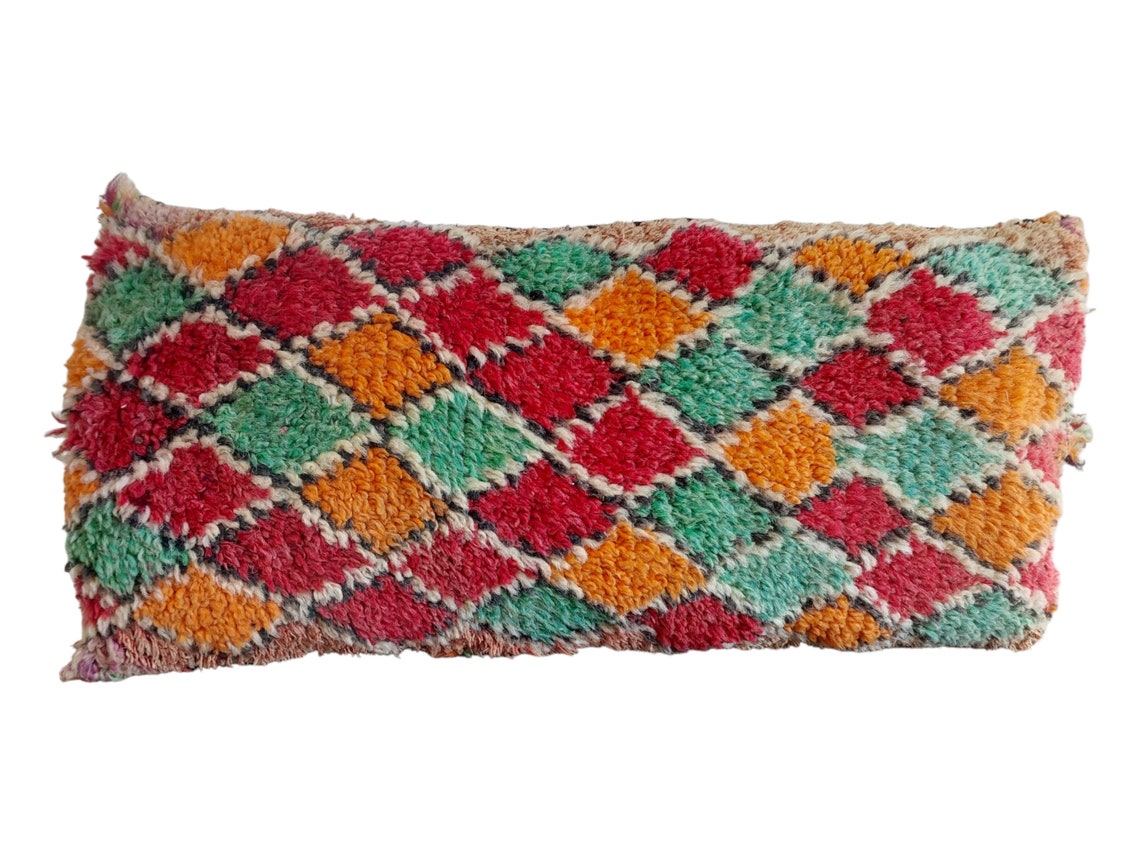 Original Vintage Ait Bou Ichaouen Cushion - Double Sided Wool Pillow - Tribal Cushion - Moroccan Pillow Case - Handmade Talsint Pillow. MoroccanBazzArts