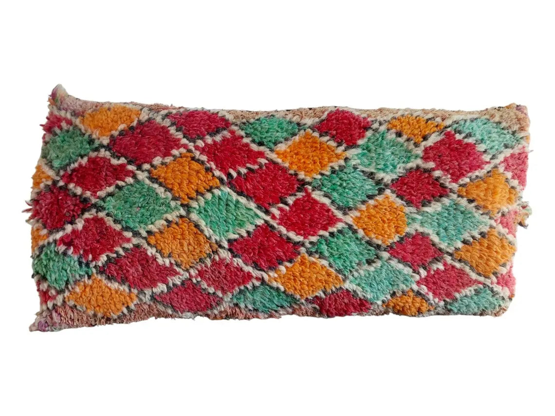 Original Vintage Ait Bou Ichaouen Cushion - Double Sided Wool Pillow - Tribal Cushion - Moroccan Pillow Case - Handmade Talsint Pillow. MoroccanBazzArts