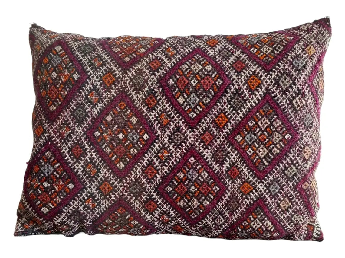 Vintage Moroccan Pillow - Handmade Berber Pillow - Tribal Kilim Pillow MoroccanBazzArts