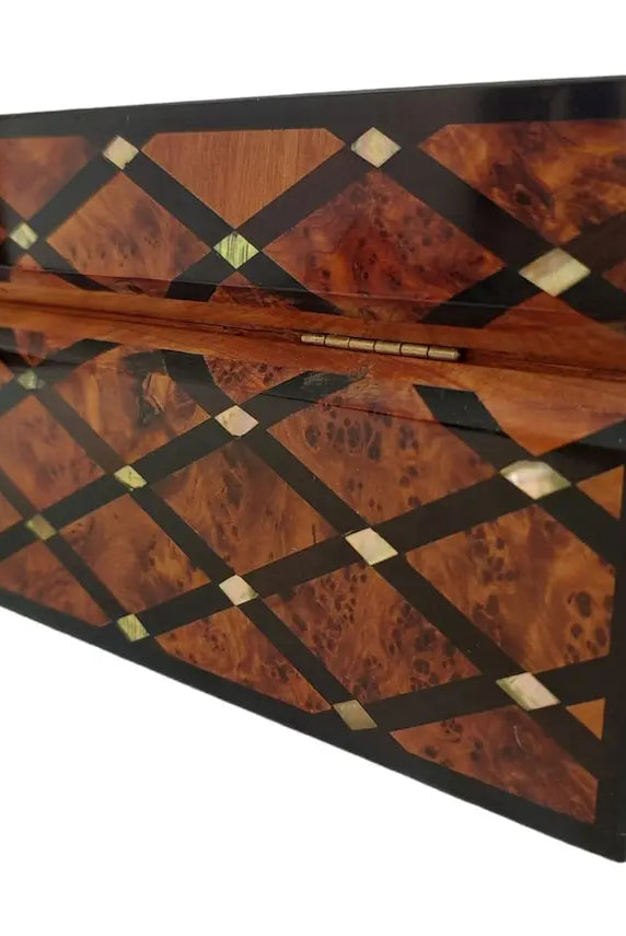 Handcrafted Moroccan Thuya Wood Large Lockable Jewelry Chest - Unique Engraved Treasure Box Gift MoroccanBazzArts
