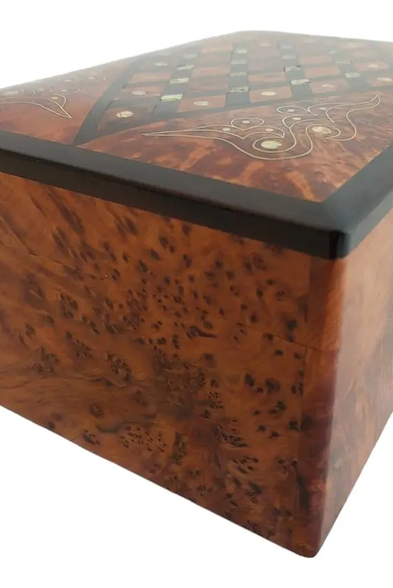 Handcrafted Moroccan Thuya Wood Jewelry Chest - Large Lockable Treasure Box, Unique Engraved Gift MoroccanBazzArts
