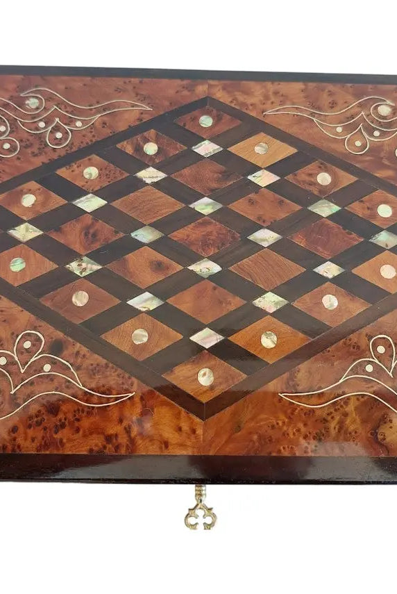 Handcrafted Moroccan Thuya Wood Jewelry Chest - Large Lockable Treasure Box, Unique Engraved Gift MoroccanBazzArts