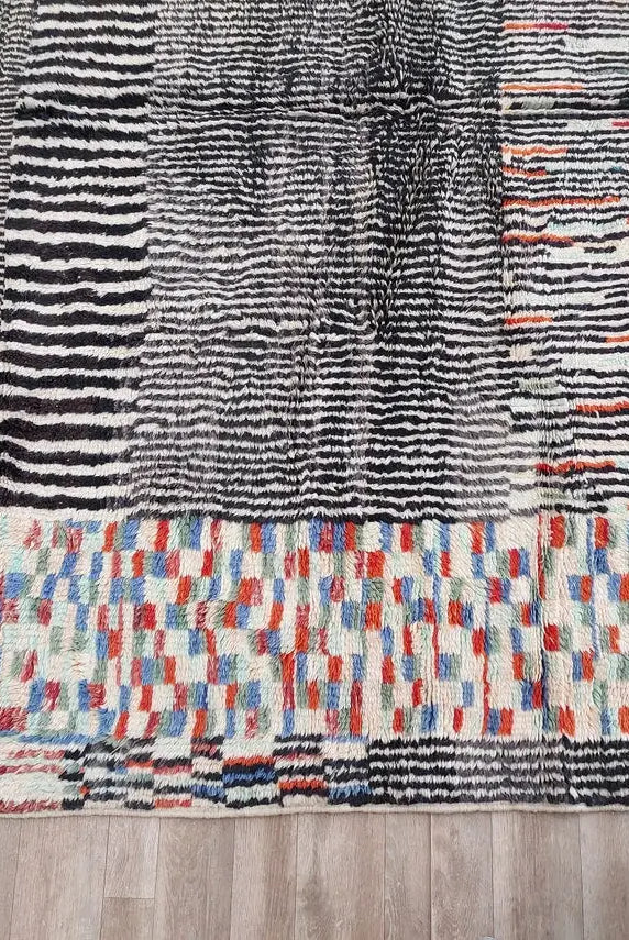 Moroccan Beni Mrirt Wool Rug: Oversized Handwoven Plush Colorful Carpet MoroccanBazzArts