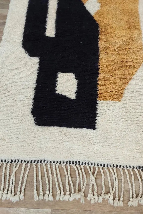Authentic Moroccan Beni Mrirt Rug , Handwoven Wool Area Rug - 3.5x5.2 Contemporary Neutral Berber Rug Living Room Decor MoroccanBazzArts