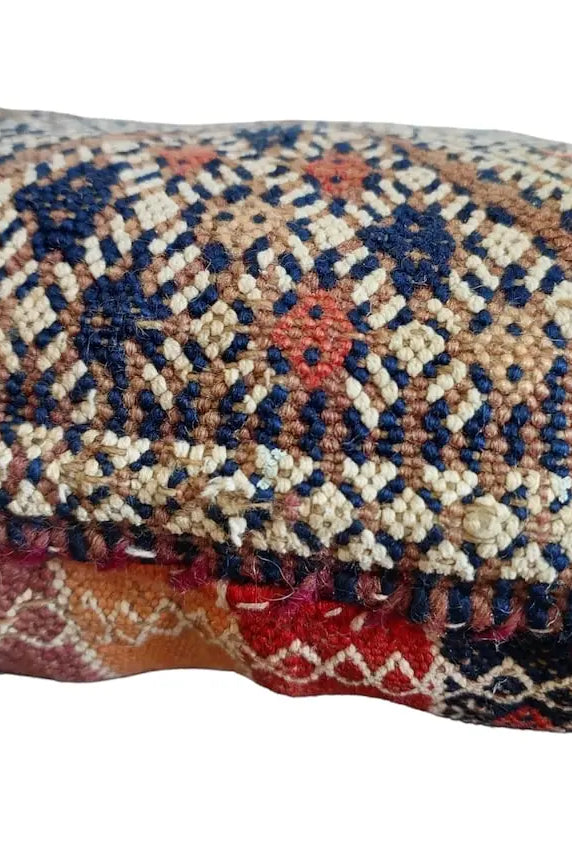 Authentic Vintage Moroccan Berber Kilim Pillow - Beni Mguild Tribe Indigo Wool Handmade Decorative Cover MoroccanBazzArts