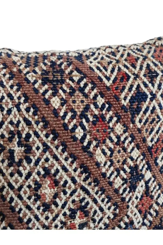 Authentic Vintage Moroccan Berber Kilim Pillow - Beni Mguild Tribe Indigo Wool Handmade Decorative Cover MoroccanBazzArts