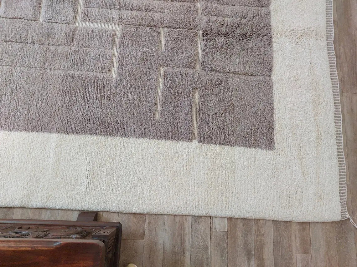 Plush Faded Lavender Moroccan Beni Mrirt Rug - Handwoven Neutral Berber Rug For Contemporary Living Spaces MoroccanBazzArts