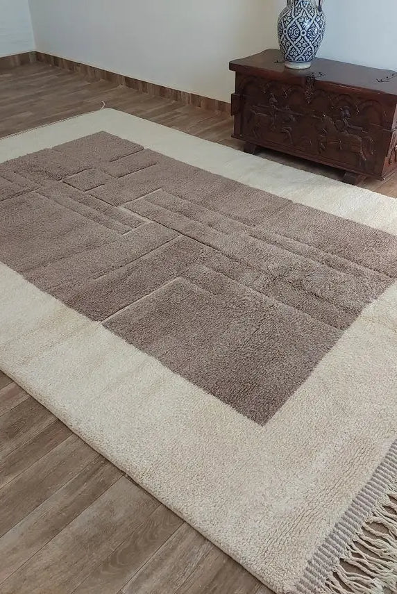 Plush Faded Lavender Moroccan Beni Mrirt Rug - Handwoven Neutral Berber Rug For Contemporary Living Spaces MoroccanBazzArts