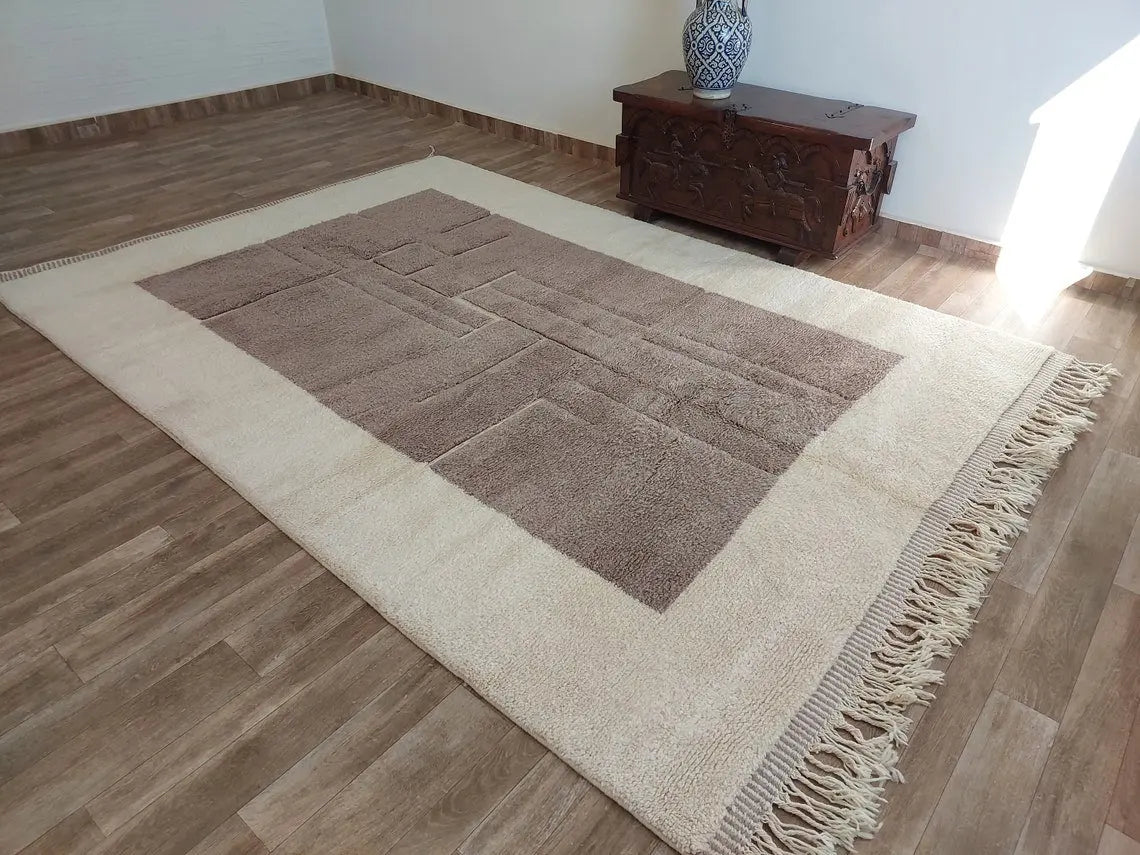 Plush Faded Lavender Moroccan Beni Mrirt Rug - Handwoven Neutral Berber Rug For Contemporary Living Spaces MoroccanBazzArts